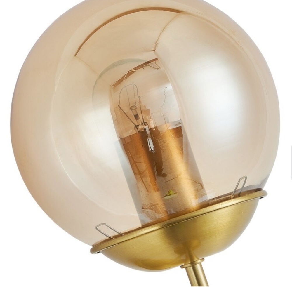 1-Light Modern Farmhouse Gold Indoor Wall Sconce With Amber Glass (New) in Box - Picture 3 of 8